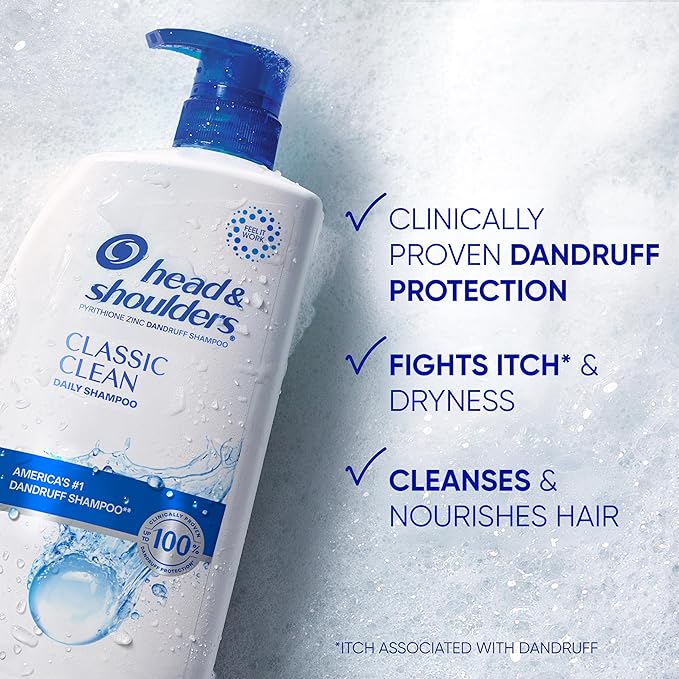 Head & Shoulders Classic Clean Dandruff Shampoo Twin Pack, Anti-Dandruff Daily Use, Paraben-Free, Color-Safe, 32.1 Fl Oz Each (Set of 2)-BrightBean Baby