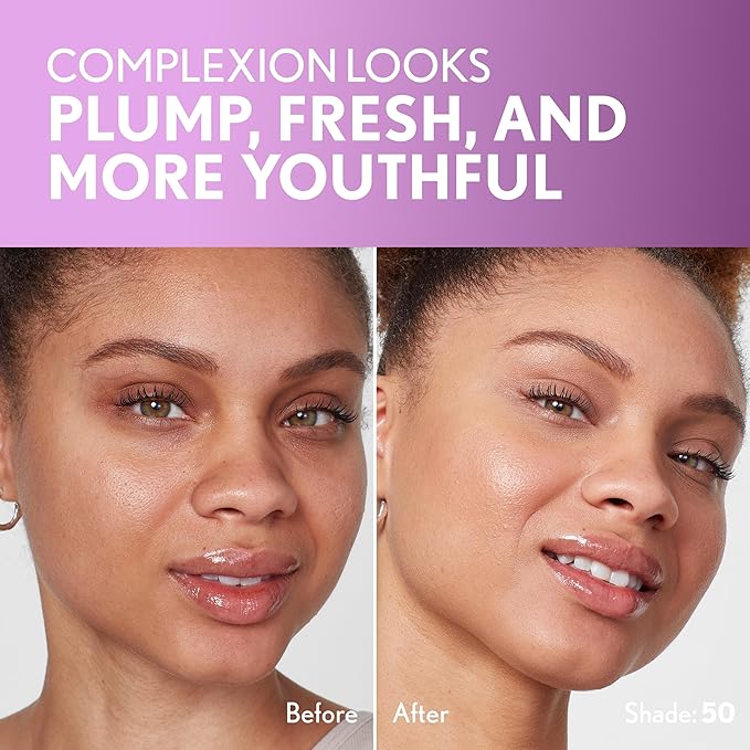 Covergirl Simply Ageless Skin Perfector Essence Foundation, 50 Medium-Tan, Tinted Skin Perfector, Skincare Makeup Hybrid, Sheer Tint, Radiant Finish, Skin-Like Finish, Vegan Formula, 1.0oz-BrightBean Baby
