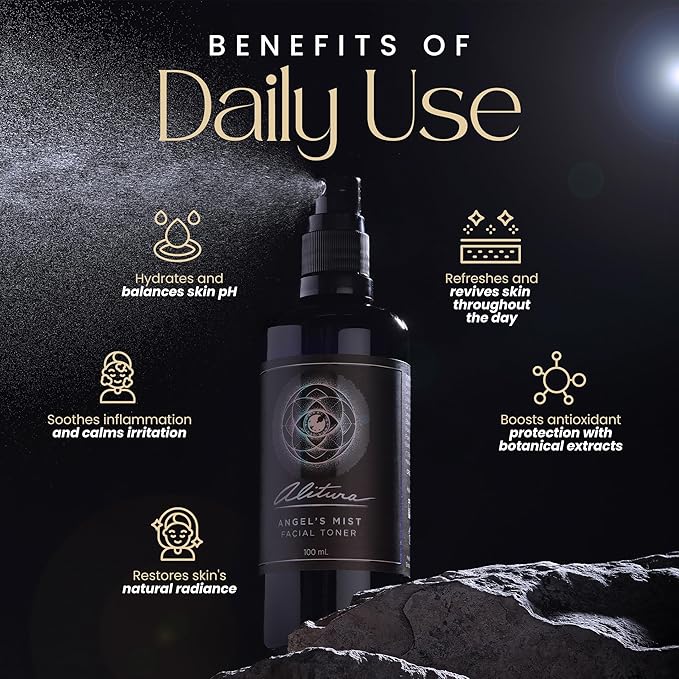 Alitura Angel's Mist Facial Toner – Hydrating & Revitalizing Face Spray with 97% Organic Ingredients – Refreshes, Tightens & Balances for All Skin Types – 100ml-BrightBean Baby