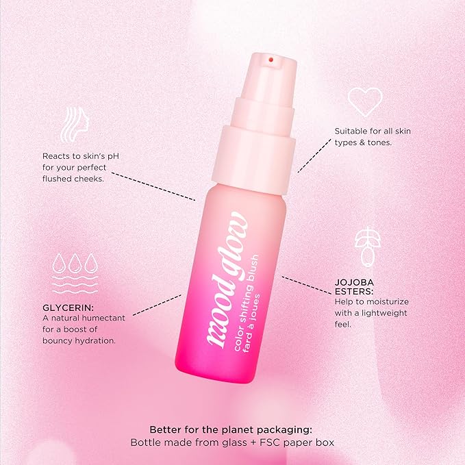 Pacifica Liquid Spray Blush Mood Glow PH Color Shifting Blush Balm Face Makeup, Color Shifting, Reacts to Skin pH, Hydrating Cheek Tint, Vegan, 0.4 fl oz (1 Count)-BrightBean Baby