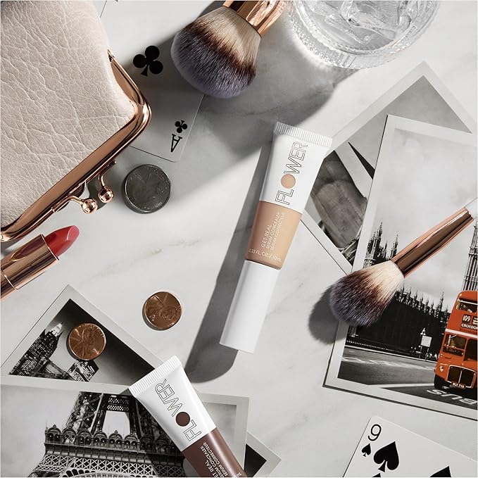 FLOWER BEAUTY By Drew Barrymore Get Real Serum Concealer - Brightens Skin + Blurs Blemishes - Hydrating Serum- Light-BrightBean Baby