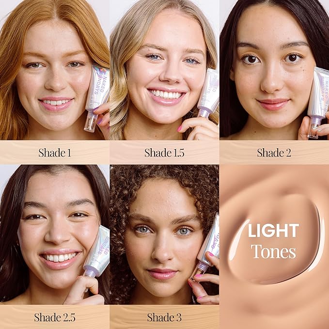 Naked Sundays BeautyScreen™ SPF 50 Mineral Peptide Foundation Tint – 2-in-1 Skin Tint & Mineral Sunscreen | Radiant, Buildable Coverage, Acne-Safe, Infused with Peptides (3 Warm Honey, 1.01 oz)-BrightBean Baby