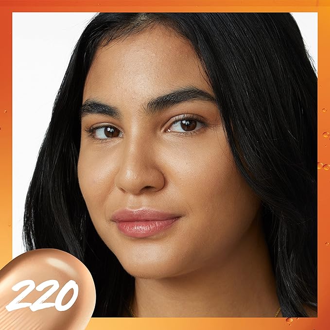 Maybelline Super Stay Up to 24HR Skin Tint, Radiant Light-to-Medium Coverage Foundation, Makeup Infused With Vitamin C, 220, 1 Count-BrightBean Baby