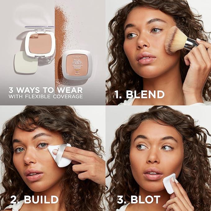 L'Oreal Paris True Match Super Blendable Oil Free Powder Foundation, W10 Deep, 0.33 oz-BrightBean Baby