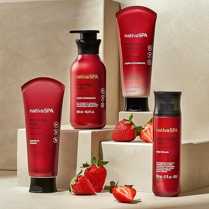 Nativa SPA by O Boticário, Ruby Strawberry Antioxidant Body Lotion, Brightening Vitamin C and Nourishment for Radiant Skin, 13.5 Ounce-BrightBean Baby