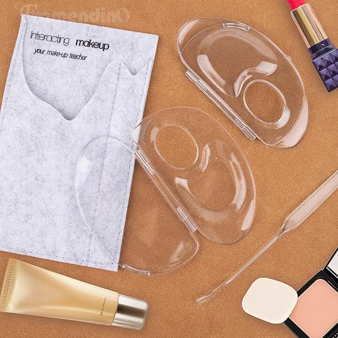 Framendino, 2 Set 3 in 1 Handheld Makeup Mixing Palette, Acrylic Transparent Mixing Foundation Tray with Foundation Spatula for Makeup Artist and Beginner-BrightBean Baby