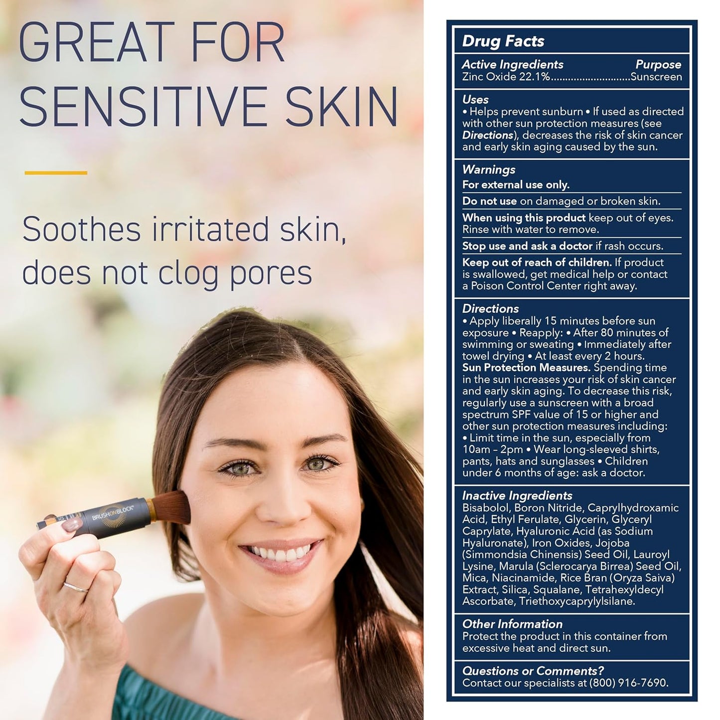 Brush On Block SPF 30 Mineral Powder Sunscreen New Formula, With Niacinamide, Hyaluronic Acid, & Vitamin C, Broad Spectrum, Water Resistant, Translucent, For All Skin Types, Reef Friendly, Mfg in USA-BrightBean Baby