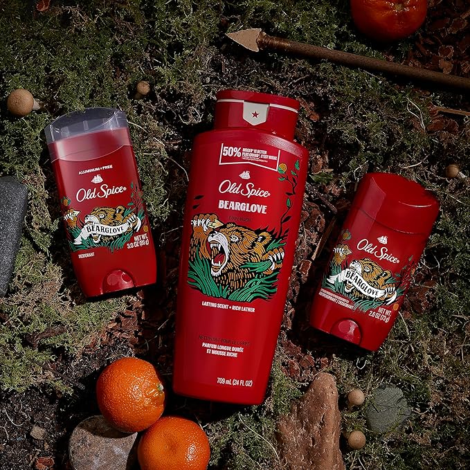Old Spice Body Wash for Men, Bearglove, Long Lasting Lather, 24 fl oz (Pack of 4)-BrightBean Baby