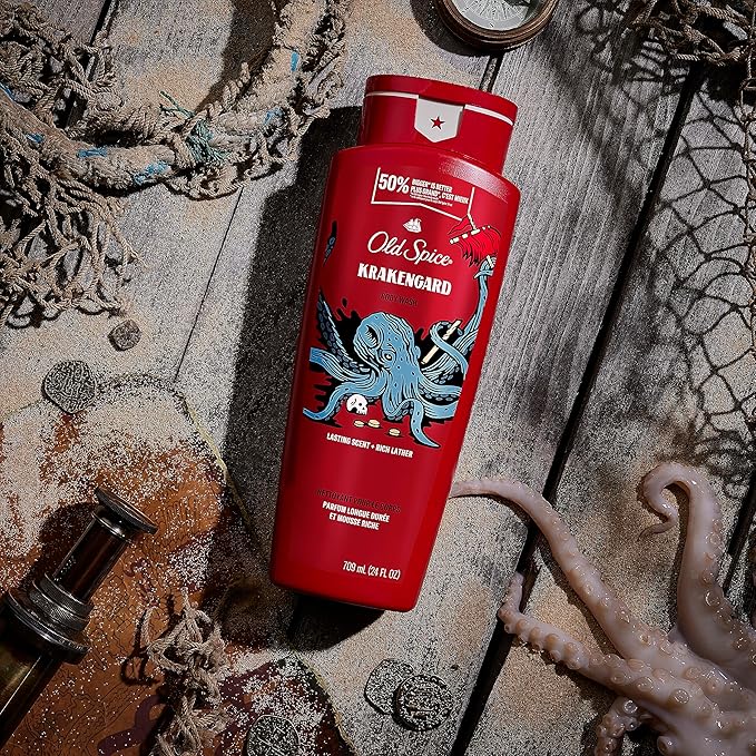 Old Spice Body Wash for Men, Krakengard, Long Lasting Lather, 24 FL OZ (Pack of 4)-BrightBean Baby