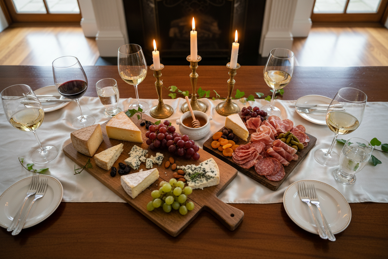 Wine and Cheese Pairing Table Setup