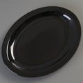 Carlisle FoodService Products Kingline Plastic Oval Platter Oval Tray for Home and Restaurant, Melamine, 12 x 9 Inches, Black, (Pack of 12)
