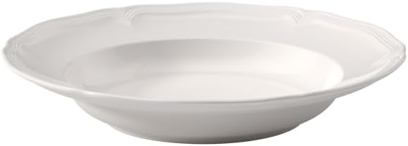 Villeroy & Boch Manoir Pasta Bowl/Soup Plate, 9 in, Premium Porcelain, White