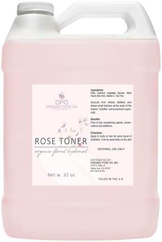 Rosewater Glycerin Mist Toner Bulk Spray Facial Body Floral Cleanser Pure Rose Hydrosol Vegetable Glycerine Moisturizing Cleansing Toning Mix Face Skin Hair Body - Packaging May Vary (32 Ounces)-BrightBean Baby