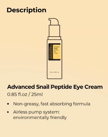Tristar Advanced Snail Peptide Eye Cream, Anti-Wrinkle, Anti-Aging, Dark Circle Removing, Brightening Night Cream, 73.7% Snail Mucin - 30ml / 1FL Oz – 1 Count-BrightBean Baby