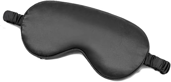 100% Natural Mulberry Soft Silk Sleep Mask, Light Blocking Eye Masks For Sleep, Night Blindfold Eye Mask Cover For Men And Women, Sleeping Night Mask For Travel (Black)-BrightBean Baby