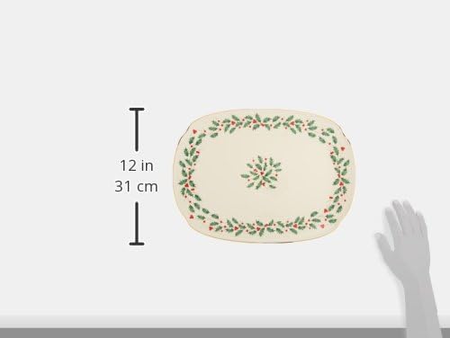 Lenox Serveware, Holiday Serving Platter, Oval Shape, 15.25-Inch, Ivory, Porcelain Material, Dishwasher Safe, Turkey Platter for Thanksgiving, Winter Hosting, Christmas Serving (Multicolor, 1 Piece)