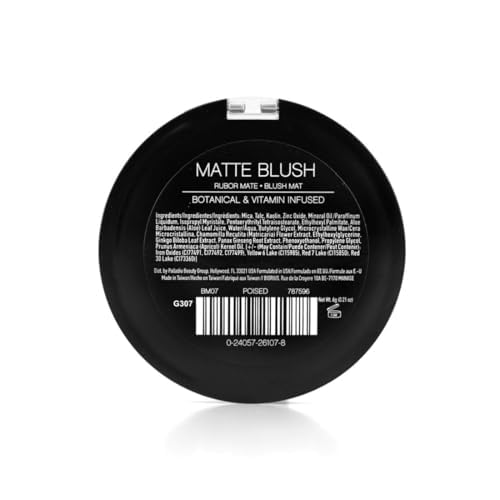 Palladio Matte Blush, Brushes onto Cheeks Smoothly, Soft Matte Look and Even Finish, Flawless Velvety Coverage, Effortless Blending Makeup, Flatters the Face, Convenient Compact, Poised-BrightBean Baby