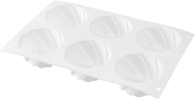Pastry Tek 6 Cavities Mini Bundt Cake Pan, 1 Oven-Ready Mini Fluted Tube Cake Pan - Flexible, Freezable, White Silicone Baking Mold, Easy Release, For Baking Cupcakes or Donuts - Restaurantware