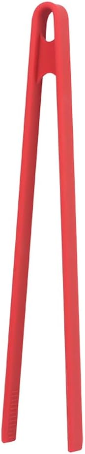 1Pcs Silicone Toaster Tong, 11.6 Inch Long Silicone Kitchen Tong for Toaster Cooking Utensil Bread Waffle Food Tweezer Red Toast Tong for Cooking Serving Bacon Salad Pickle Fruit Food, SATONBEYI