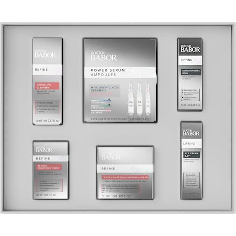 BABOR DOCTOR Iconic Skin Renewal Collection Set, Serums to Hydrate, Repair & Calm, Retinol Smoothing Toner and Renewal Cream, Lifting Vitamin C Serum and Eye Cream, Radiant Results Skincare Set-BrightBean Baby