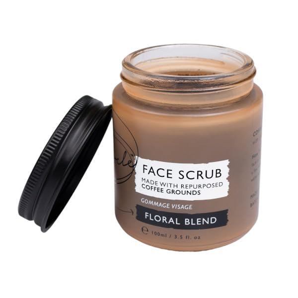 UpCircle Coffee Face Scrub - Floral Blend For Sensitive Skin 3.5oz - Chamomile, Shea Butter, Coconut + Rosehip Oil - Natural, Vegan Face Exfoliator For Soft, Smooth Skin-BrightBean Baby