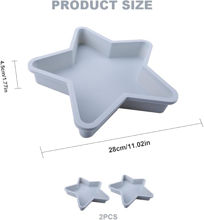 2 Pcs Star Shaped Cake Pans, 10 Inch Silicone Cake Molds, Silicone Baking Mold, Flexible Nonstick Baking Pans for Cakes, Cheese Cakes and Chocolate Cake - Blue