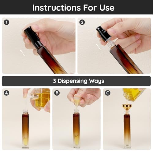 Segbeauty Travel Perfume Bottle, 10pcs 10ML Empty Refillable Glass Perfume Atomizer, 0.34oz Portable Cologne Dispenser Spray Bottle Travel Size Sample Bottles Sprayer Perfume Making Kit Gradient Amber-BrightBean Baby