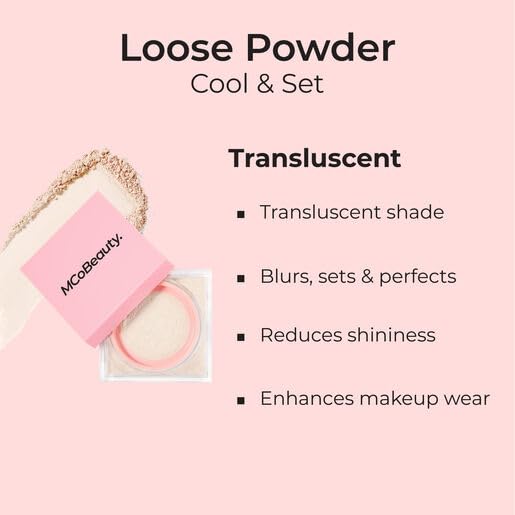 MCoBeauty Loose Powder Cool & Set - Translucent, Finely Milled Water-Based Setting Powder, Vegan, Cruelty Free Cosmetics-BrightBean Baby