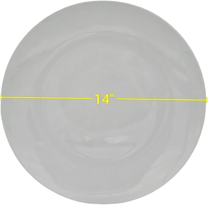 Festcool 2X14-inch Porcelain Circular Platters/Serving Plates, Platter, White, Stackable, Set of 2