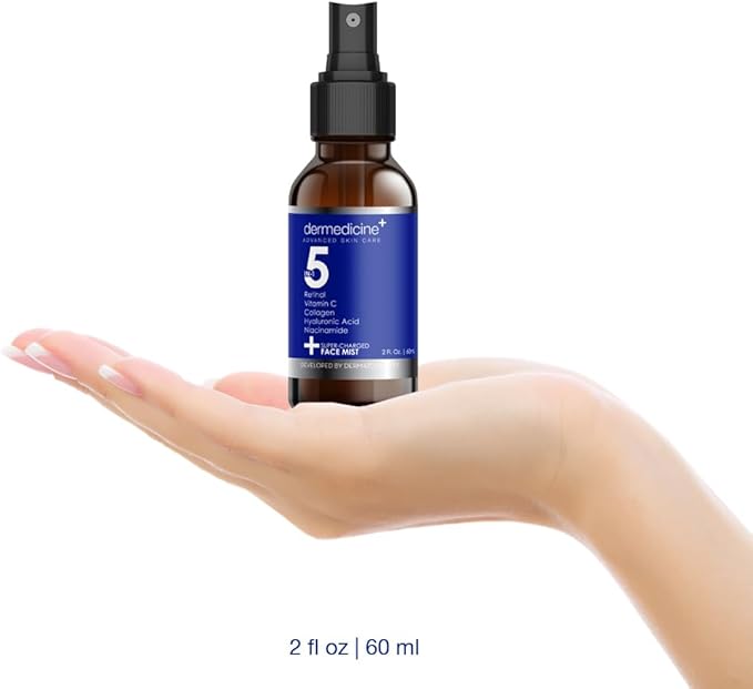 5 in 1 Super Charged Anti-Aging Face Mist w/Retinol, Vitamin C, Collagen, Hyaluronic Acid & Niacinamide | Hydrates, Refreshes & Brightens for a More Glowing Complexion | 2 fl oz, 60 ml-BrightBean Baby