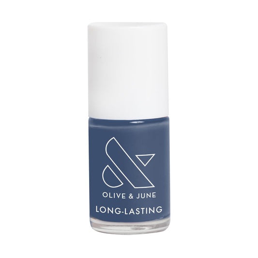 Olive & June Long Lasting Nail Polish | Gel-Like Finish No Lamp Needed | Lasts up to 10 days |Salon-Quality Color at Home |15-Free Vegan Cruelty-Free Chip-Resistant Shine |Social Studies Gunmetal Blue-BrightBean Baby