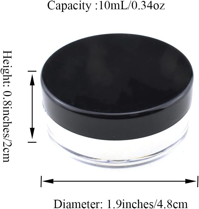 HAHIYO 4pcs 10ml/0.34oz Plastic Empty Travel Compact Case Makeup Cosmetic Jar Refillable Powder Box No Leak Holder with Common Sifter and Black Screw Lid-BrightBean Baby