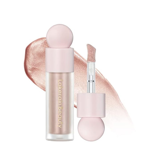 Liquid Highlighter - Luminous Finish Light Liquid Luminizer Makeup Enhanced with Pearl Particles & Botanical Blend, Weightless Dewy Glow for Radiant Skin, Vegan, Cruelty-Free (#03 Rose gold)-BrightBean Baby