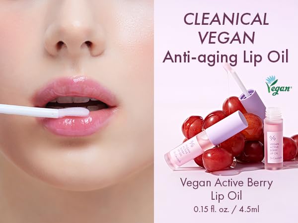 leegeehaam Dr.Ceuracle Vegan Active Berry Lip OilㅣAnti-Aging, Moisturizing, Revitalizing and GlowingㅣKorean Tinted Lip GlossㅣResveratrol from French Grape for Dry Lips, 0.15 Fl Oz-BrightBean Baby