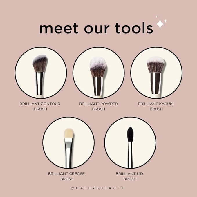 HALEYS Kabuki Makeup Brush + GWP Skin Tint Mini, VEGAN+CRUELTY-FREE, Sustainable Wood, Vegan Bristles for Airbrushed Finish, For Creams, Liquids, Powder, Streak-free, Perfect Blending, Buffs, Blurs-BrightBean Baby