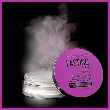 MaybellineFacestudio Lasting Fix Setting + Perfecting Loose Powder Makeup, All Day Matte Wear, Minimizes Shine, Sets Foundation Makeup, Translucent, 0.21 oz., White-BrightBean Baby