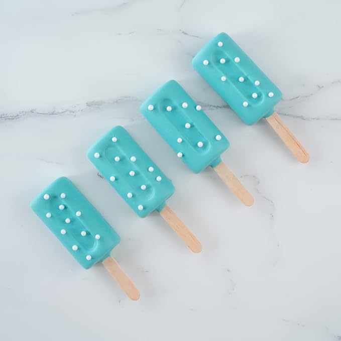 Pastry Tek 4 Cavities Popsicle Molds, 10 Cylinder Cakesicle Molds - Flexible, Freezable, White Silicone Cake Popsicle Molds, Easy Release, For Baking - Restaurantware