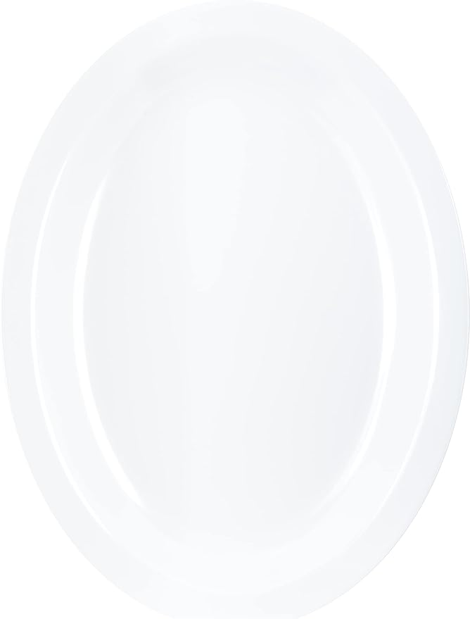 Carlisle FoodService Products Kingline Plastic Oval Platter Oval Tray for Home and Restaurant, Melamine, 12 x 9 Inches, White, (Pack of 12)
