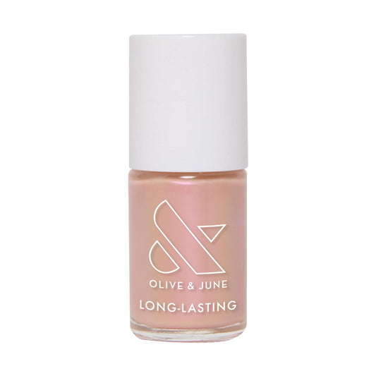 Olive & June Long Lasting Nail Polish | Plump Gel-Like Finish No Lamp Needed | Lasts up to 10 days | Salon-Quality at Home | 15-Free Vegan Cruelty-Free Chip-Resistant | Sandy Scallop Golden Iridescent-BrightBean Baby