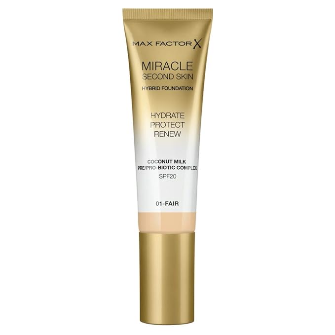 Max Factor Miracle Second Skin Foundation SPF 20-01 Fair Foundation Women 1.01 oz-BrightBean Baby