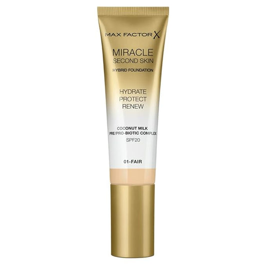 Max Factor Miracle Second Skin Foundation SPF 20-01 Fair Foundation Women 1.01 oz-BrightBean Baby