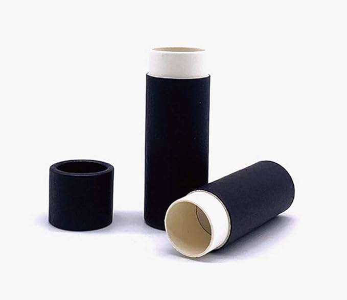 10 Pcs 1 Oz Paperboard Lip Balm Tubes Cardboard Krafts Paper Lipstick Tube Empty Lip Gloss Container Refillable Paper Round Solid Perfume Tube Chapstick Tube DIY Cosmetic Deodorant (Black)-BrightBean Baby