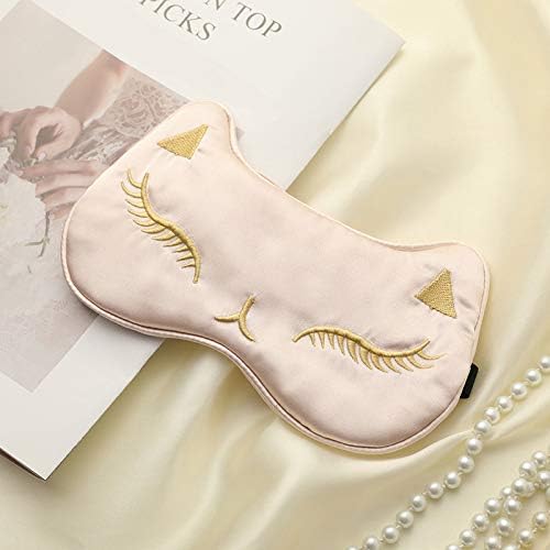 PERFECTSIGHT Cute Cat Sleep Eye Masks, Silk Sleep Eye Cover Lightweight Adjustable Eyeshade Mask Satin Night Eyeshade Cover for Women Men Sleep Travel Nap (Pink)-BrightBean Baby