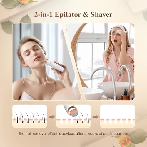 Epilator,2 in 1Epilator for Women Rechargeable,Womens Electric Shaver with LED Light,Hair Removal,Hair Removal for Women Legs/Face/Bikini/Arms,Smooth Epilator Trimmer Travel Kit Set,Simple to use-BrightBean Baby