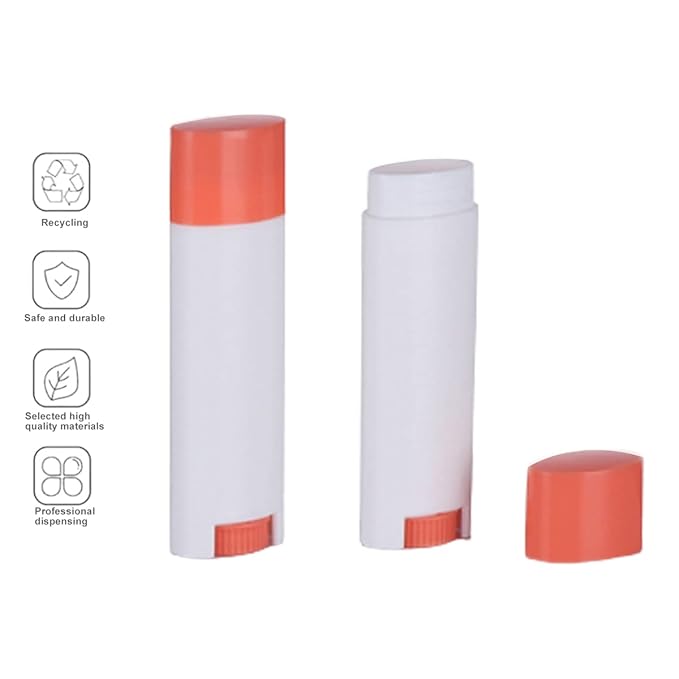 5ml 50Pcs Empty Oval Deodorant Lip balm Tubes Containers Twist-up Refillable Containers for Lipstick,Chapstick,Homemade Lip balm,DIY Deodorants(Pink White)-BrightBean Baby