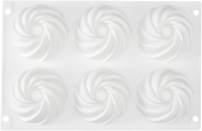 Pastry Tek 6 Cavities Mini Bundt Cake Pans, 10 Oven-Ready Mini Fluted Tube Cake Pans - Flexible, Freezable, White Silicone Baking Molds, Easy Release, For Baking Cupcakes or Donuts - Restaurantware