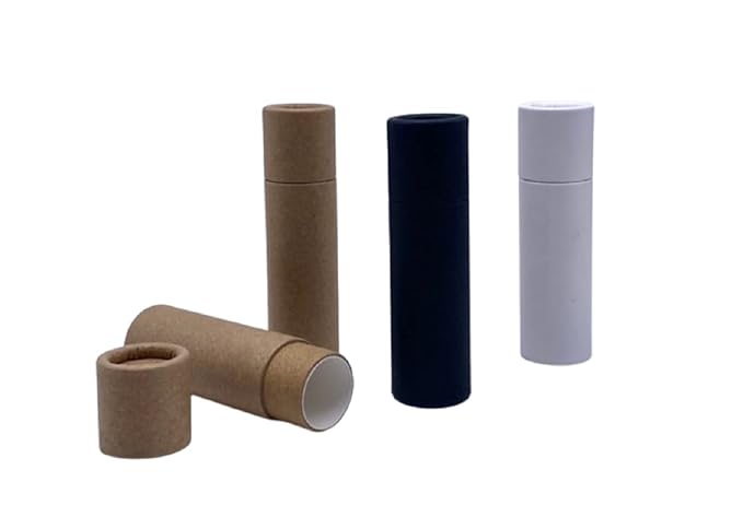 GreenWay 0.3oz / 8.5g Kraft Paperboard Lip Balm Tubes with Lids - 25 Pack Lip Gloss Tubes Refillable DIY Cosmetic Containers - Lip Balm Containers Chapstick Tubes Empty Holder Tubes - White-BrightBean Baby