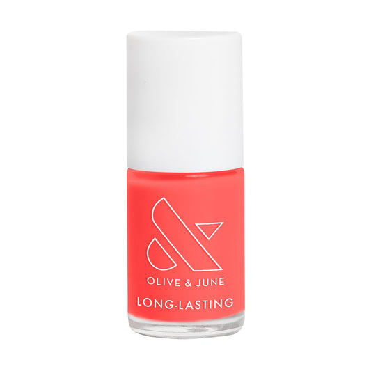 Olive & June Long Lasting Nail Polish | Plump, Gel-Like Finish, No Lamp Needed | Lasts up to 10 days | Salon-Quality at Home | 15-Free, Vegan & Cruelty-Free | Chip-Resistant | Perfect Pinwheel | Coral-BrightBean Baby