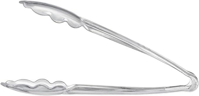 [Clear Tongs 7.5'' Inches] Plasticpro 7.5'' Serving Tongs Heavy Duty Reusable Kitchen and BBQ Clear Serving Tong for party's, Caterings, Events, Buffet, Weddings, And every Day use Pack of 12