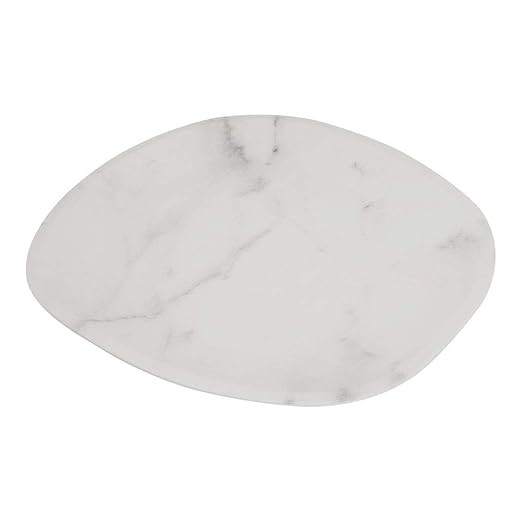 Carlisle FoodService Products Ridge Resuable Plastic Platter Oblong Platter for Home and Restaurant, Melamine, 18 Inches, Marble
